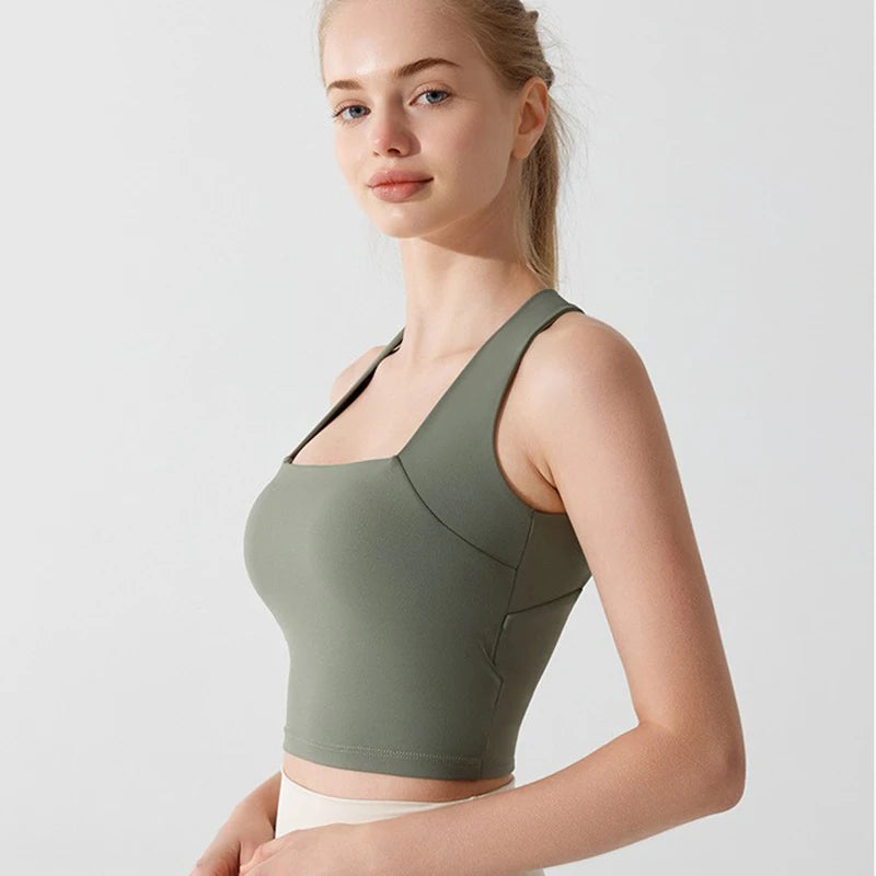 Comfortable beauty back yoga bra in green, perfect for yoga and fitness activities