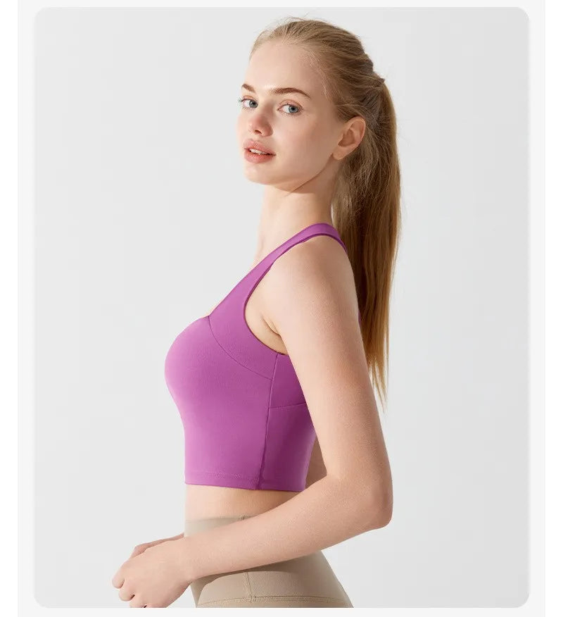 Purple beauty back yoga bra with a stylish design perfect for workouts and casual wear