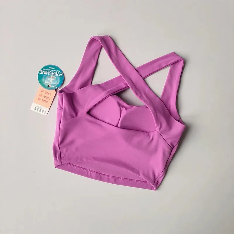 Vibrant Purple Beauty Back Yoga Bra with Comfortable Cross-Back Design from The Lady's Haven Boutique