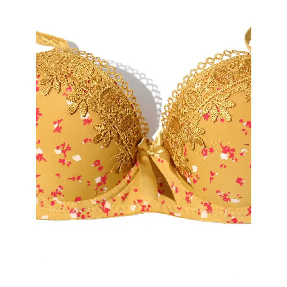 Beauwear Floral Bras for Women Push Up Bra Padded Bra Lace Underwear with wire Embroidered Lingerie 75B-90B