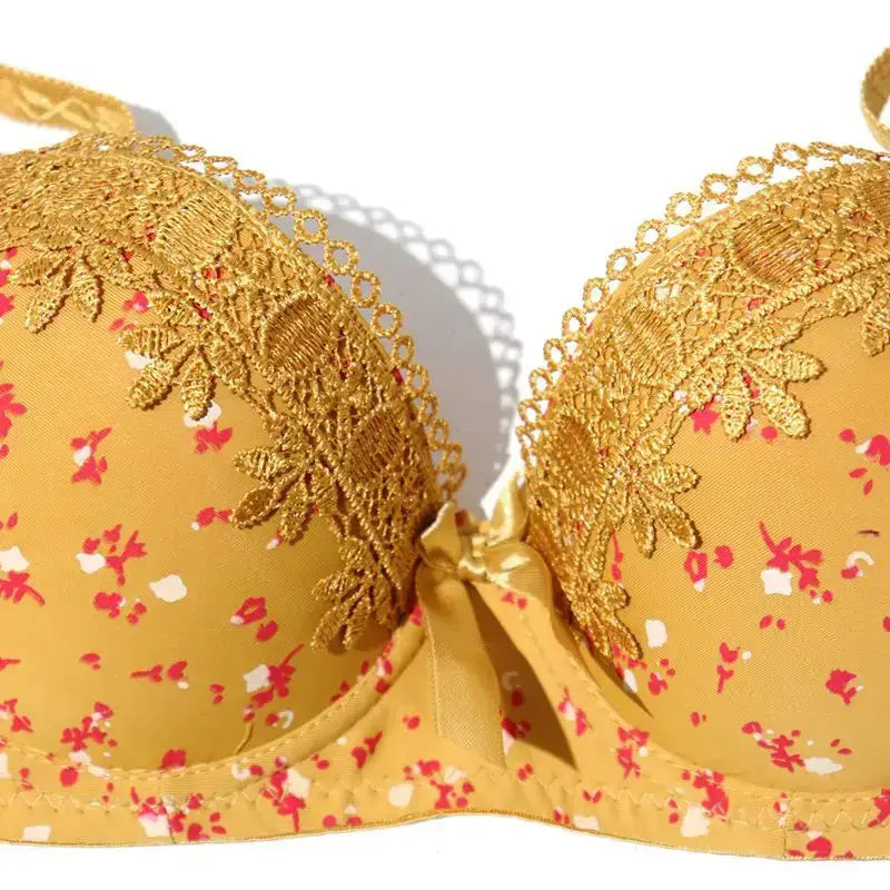 Beauwear Floral Bras for Women Push Up Bra Padded Bra Lace Underwear with wire Embroidered Lingerie 75B-90B
