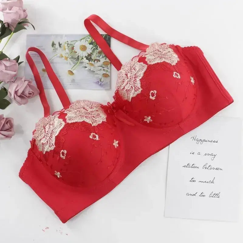 Beauwear Free Return Whole Sale Appliques Demi Bra for Woman Contrast Color Underwear Big Size 85C-110C Half Cup