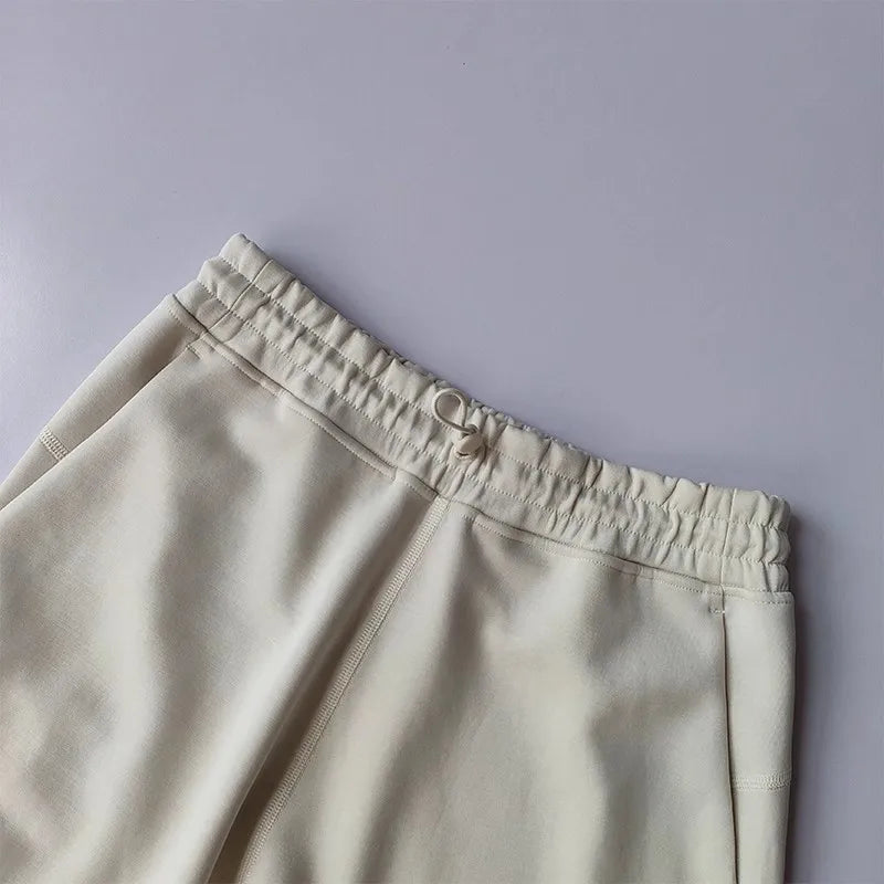 Beige Casual Sports Shorts for Women with an Elastic Waistband for Comfort and Flexibility