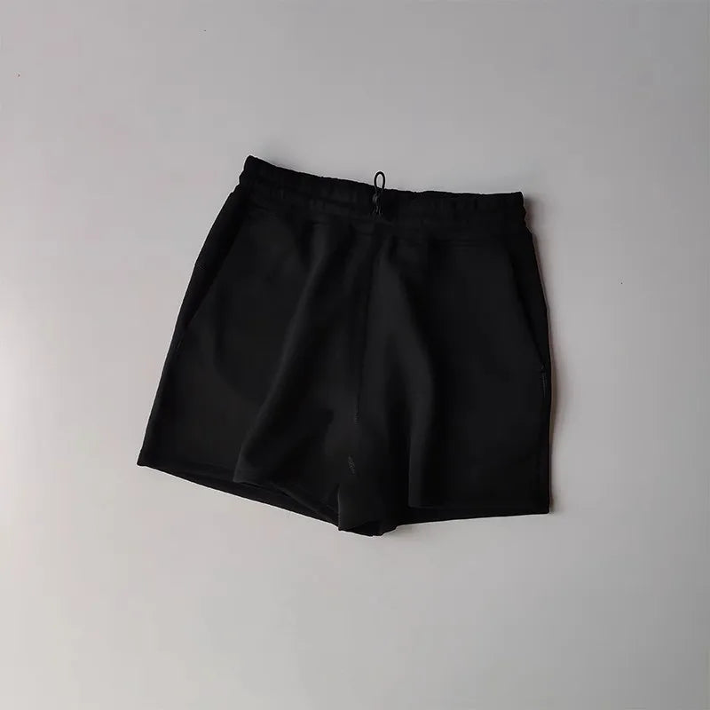 Black Casual Sports Shorts for Women with Elastic Waist and Comfortable Fit