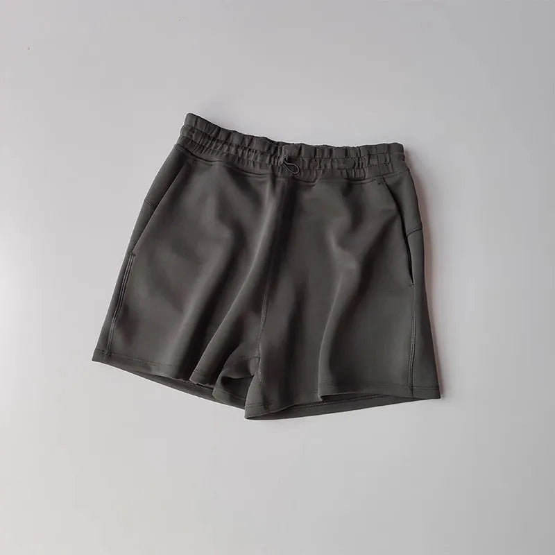 Casual Sports Shorts for Women in Dark Gray with Comfortable Elastic Waist and Pockets