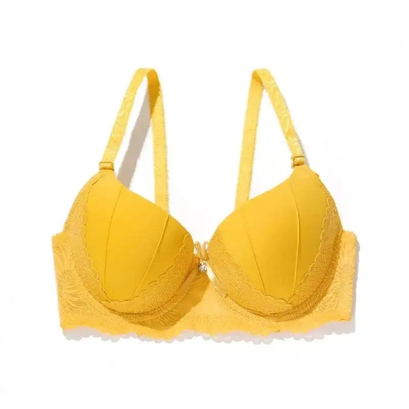 Hand Shap Foam Pad Bra Push Up Solid Color Floral Lace Bras for Women Underwire Brassiere 75B 80B 85B