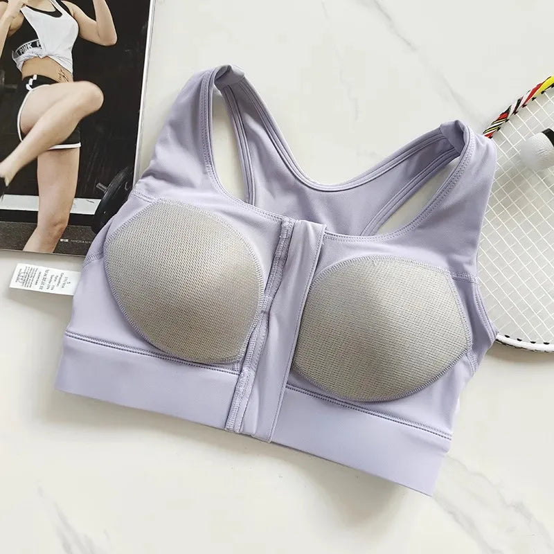 High impact sports bra for women in lavender with breathable mesh cups for optimal support