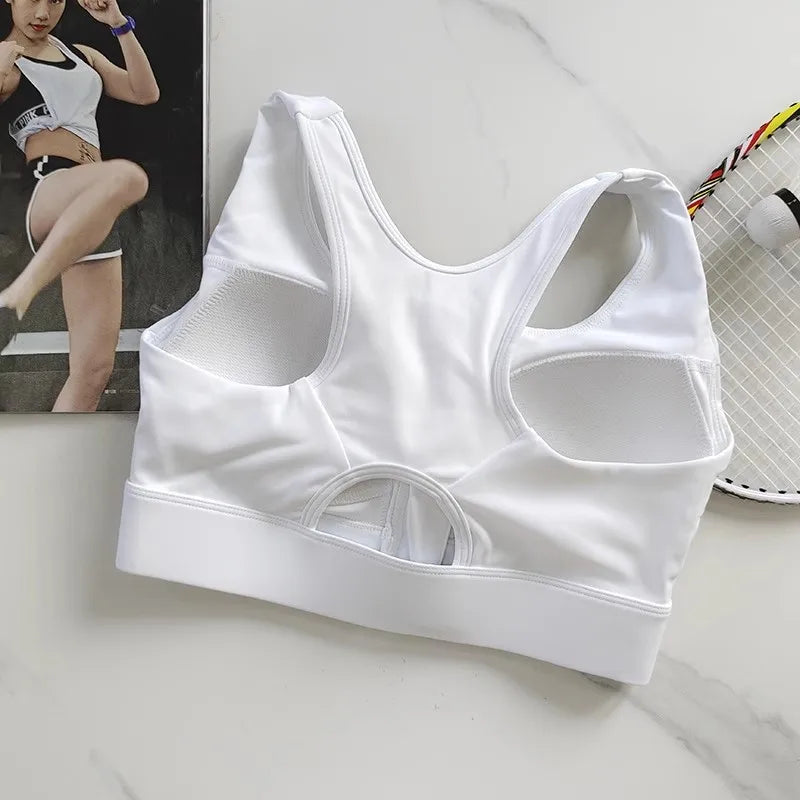 White high impact sports bra for women with breathable design and adjustable straps