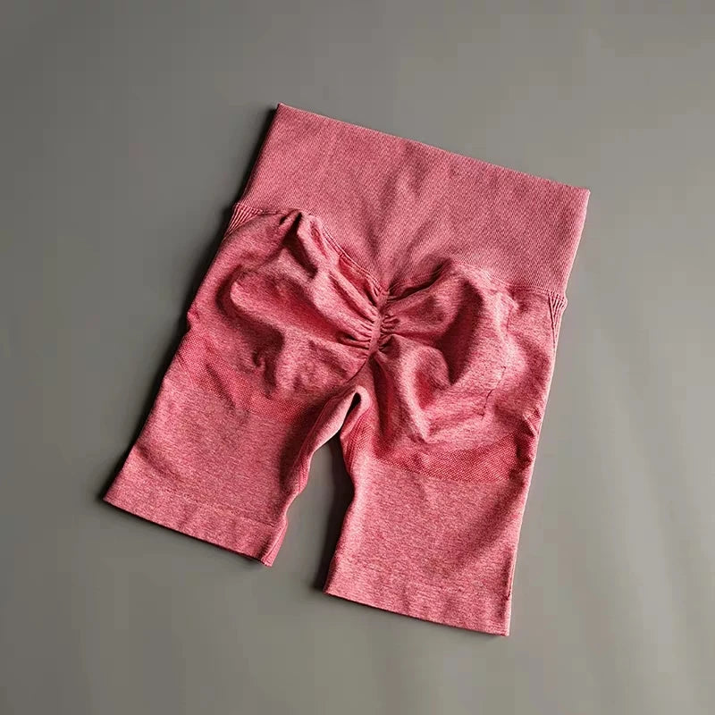 Pink high waist seamless yoga shorts for comfortable workouts and stylish athleisure wear
