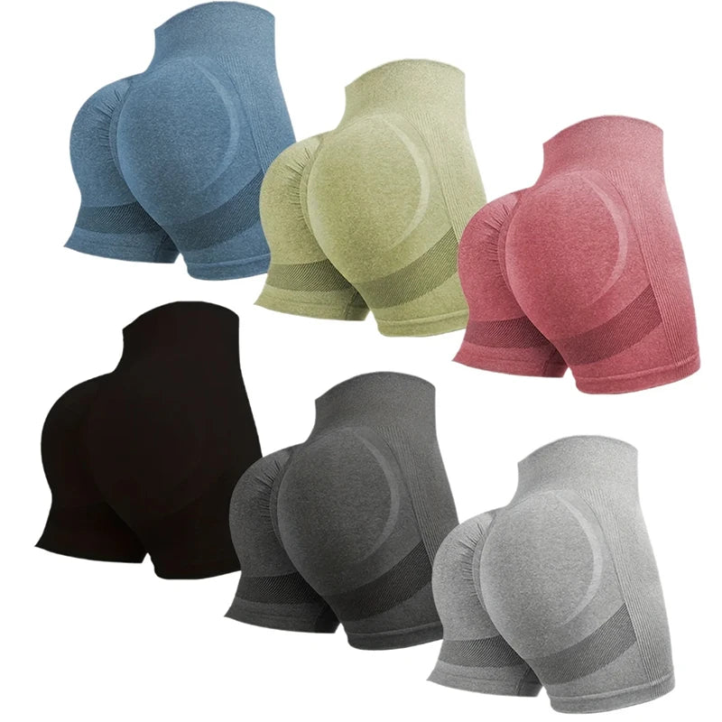 High waist seamless yoga shorts available in multiple colors for comfortable workouts and activewear