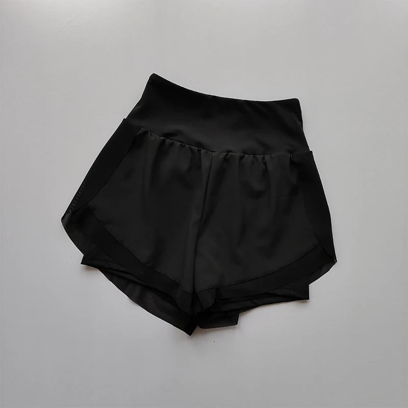 High-waisted sports shorts women in black with a stylish design for activewear and workouts