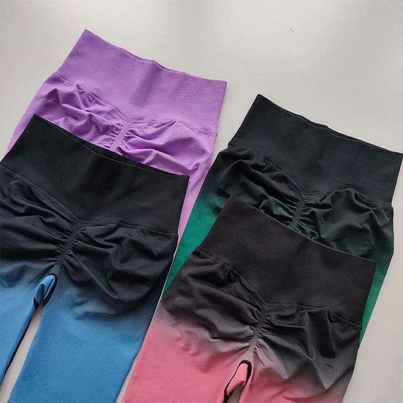 Set of ladies high waist running shorts in various colors for comfortable workouts