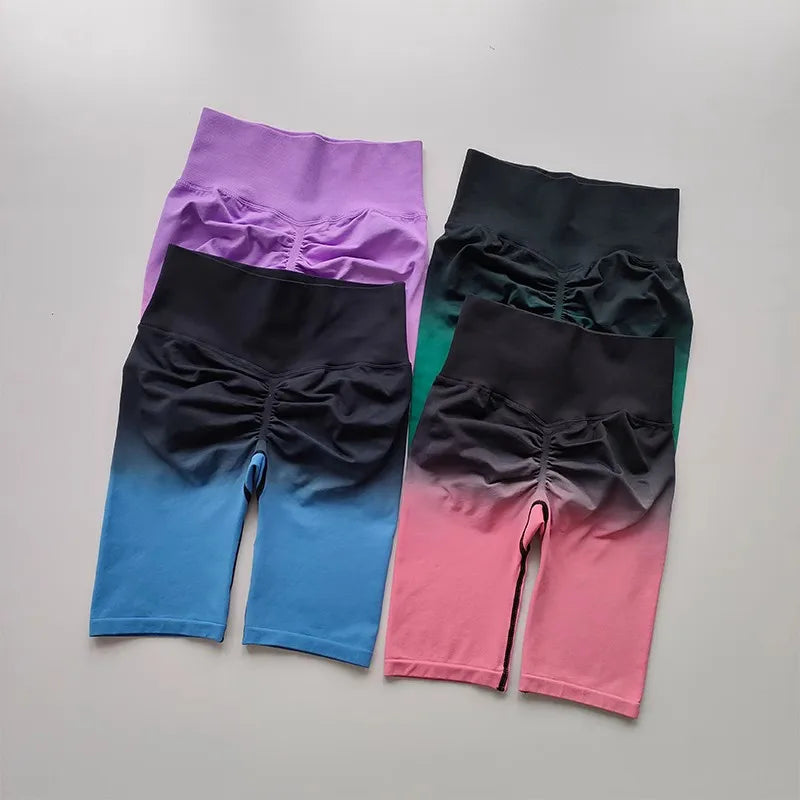 Colorful ladies high waist running shorts in various shades, perfect for comfort and style during workouts