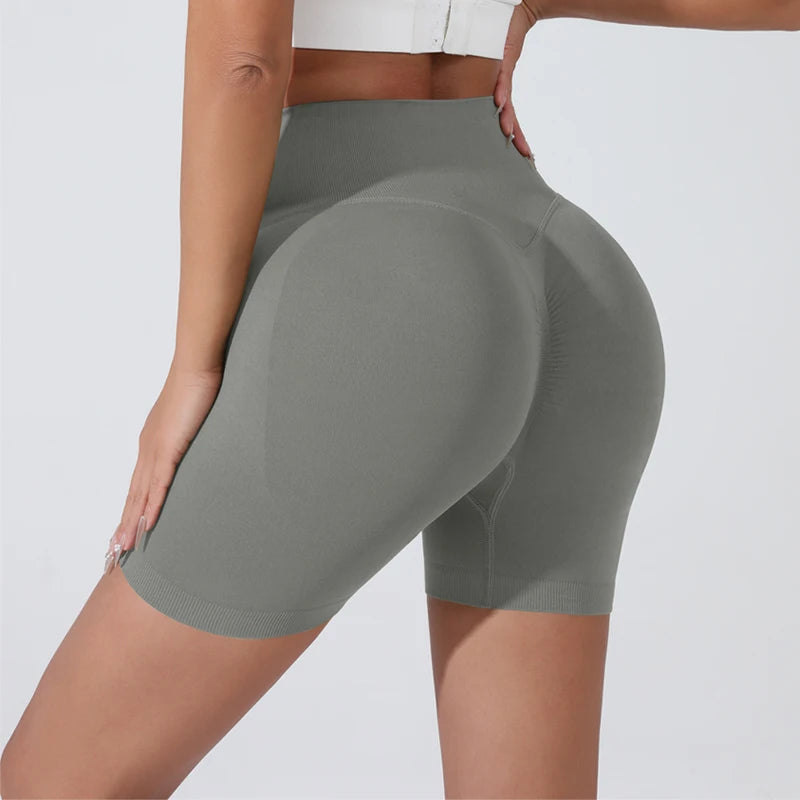 Push-up gym shorts for women in gray, designed for comfort and support during workouts