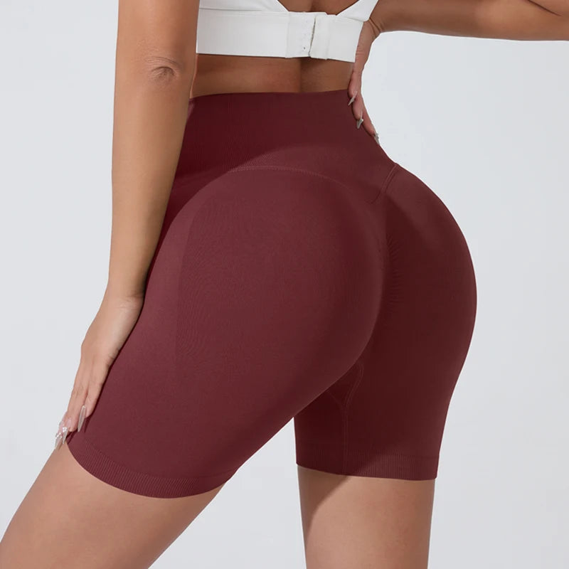 Stylish maroon push-up gym shorts for women, designed for comfort and support during workouts