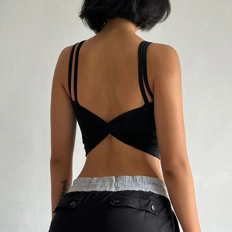 Black backless push up sports bras for women with stylish strap design from The Lady's Haven Boutique