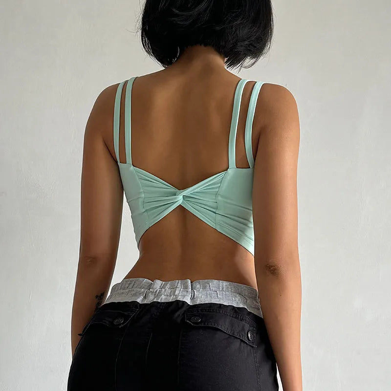 Mint Green Push Up Sports Bras for Women with Stylish Crisscross Back Design