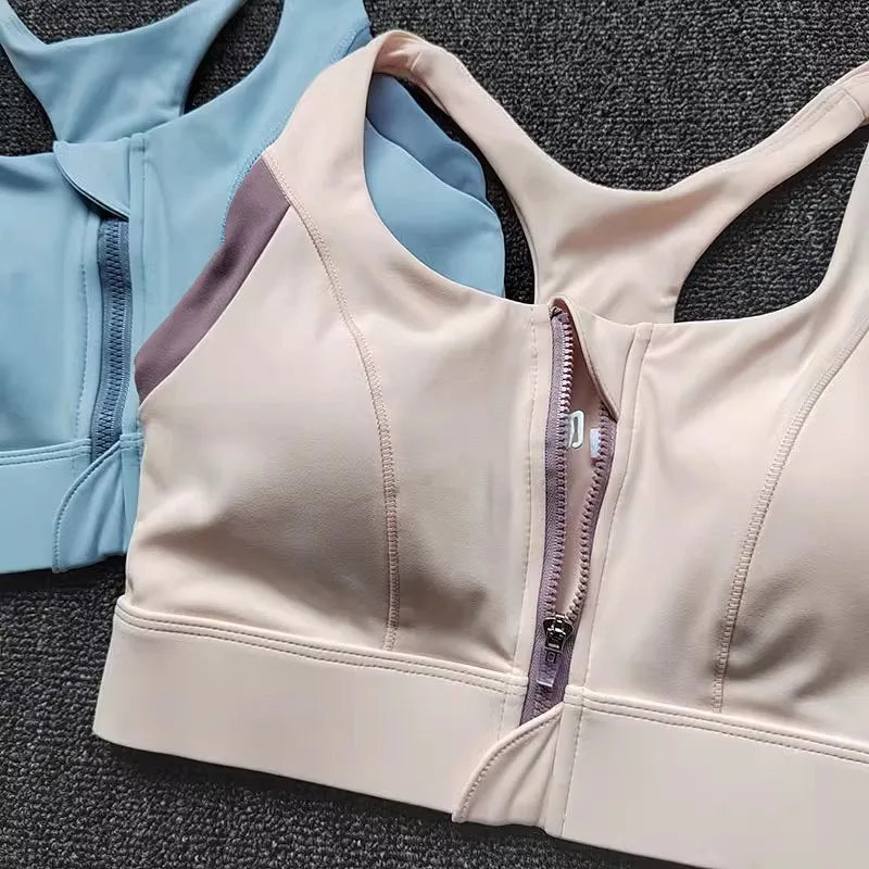Lightweight shockproof padded gym bra for women in soft pastel colors for comfort during workouts