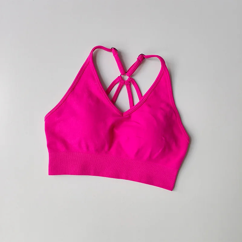 Bright pink sports bra from The Lady's Haven Boutique, part of two piece workout outfits