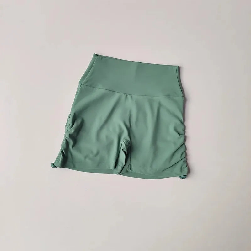 Mint Green Drawstring Sports Shorts for Women with Comfortable Fit and Stretchy Fabric
